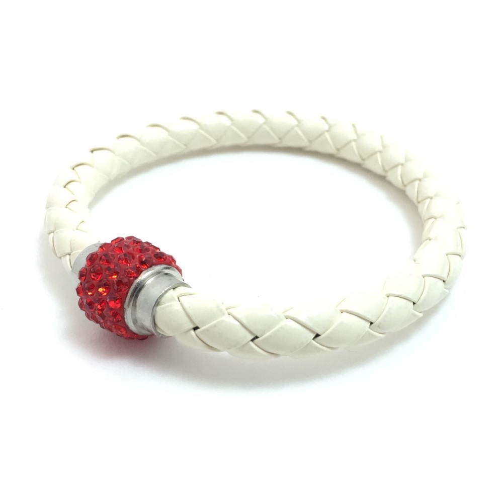 SOLD Leather Bracelet w Rhinestone Clasp - Picture 2 of 6